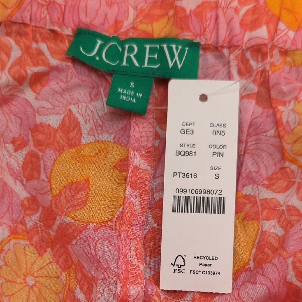 J.Crew Pink and Orange Voile Ruffle Shorts, Size S, NWT - Picture 2 of 5